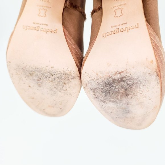 PEDRO GARCIA Pumps Bronze Satin Fringe Chunky Heels Size 38.5 - Picture 6 of 7